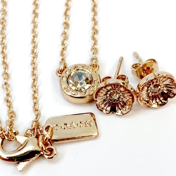 Designer Coach Gold Necklace & Earring Set - Picture 2 of 2